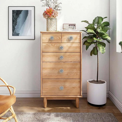 Wooden dresser with Crystal Glass Cabinet Knobs 10 Pack With Chrome Base White Finish Drawer Pulls For Furniture
