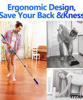 Person using 2 Pack Long Handle Grout Brush With 56.5 Inch Swivel V Shape Scrub Tool for ergonomic tile floor cleaning.