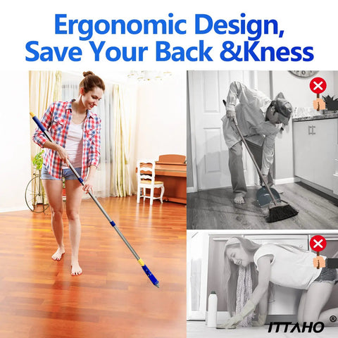 Person using 2 Pack Long Handle Grout Brush With 56.5 Inch Swivel V Shape Scrub Tool for ergonomic tile floor cleaning.