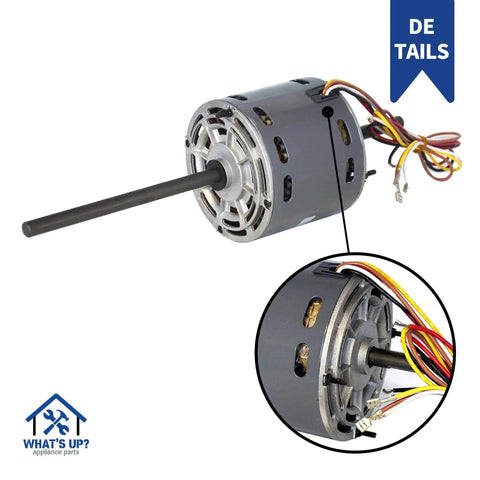 Beefy RV Air Conditioner Motor With Capacitor For Coleman RV Units One Third Horsepower 115 Volts 1675 RPM, close-up view