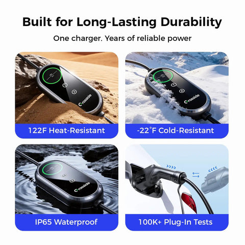 Level 1 And Level 2 Portable EV Charger With 8 To 16 Amp Adjustable Current And 25 Foot Cord in durability tests
