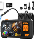 Dual Lens Endoscope Camera With Light 1080P HD Borescope 5 Inch IPS Screen semi-rigid inspection kit displayed.