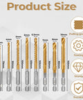 Kickass Titanium Drill Bit Set Eight Piece High Speed Steel Kit With Three To Ten Millimeter Options For Metal Wood And Fasteners, sizes showcased.