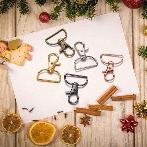 Kickass Swivel Clasp Hooks For Key Chains And Lanyards, D Ring Snap Clips for purse hardware, solid 3/4 inch, in multiple colors.