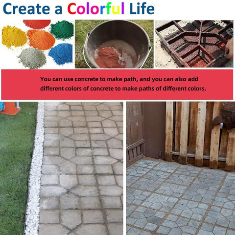 Reusable Concrete Path Molds For No Fuss DIY Walkways And Stepping Stone Pavers Square 15.7 By 15.7 By 1.57 Inches in use.