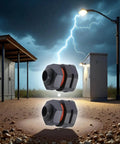 Two Pack IP68 Industrial Breather Vent With M12x1.5 Pressure Equalization Valve Dual Port Moisture Control in stormy outdoor setting