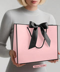 Medium Gift Bag With Handles For Every Occasion, 12.6x9.8x4.3 Inches Black Pink Gift Bag Includes Two Tissue Papers And One Card