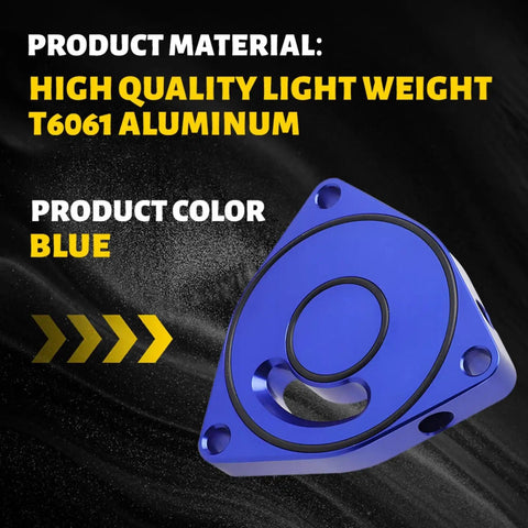 Blue Honda Civic Turbo Valve Plate Spacer BOV 1.5T Billet Upgrade Mods For Coupe, made of T6061 aluminum, 2015-2021