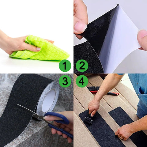 Heavy Duty Anti Slip Tape 6 Inch By 35 Feet With 80 Grit Friction Grip for Indoor Outdoor Stairs installation and use