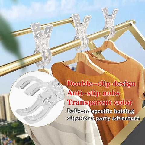 Clear Balloon Arch Clips 3.5 Inch Heavy Duty Spring Clamps 20 Pack For Backdrops Birthday Party Decor Photo Studios Beach Towels Crafts And More