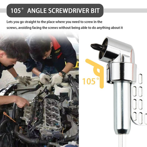 105 Degree Right Angle Drill Attachment Kit With 10 Screwdriver Bits Magnetic Hex For Tight Spaces Universal 90 Degree Drill Adapter For Home Repairs And Narrow Nooks And Crannies