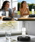 No Hassle 5 Gallon Water Bottle Dispenser For Countertop with USB Rechargeable Pump shown indoors and outdoors