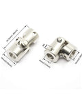 Badass Two Pack Universal Joint Shaft Coupling Set Fits 8mm To 10mm Steel Motor Adapter, 34.5mm length, 16mm diameter.