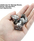 Hand holding 8 Pack Tiny Swivel Caster Wheels 1/2 Inch Diameter Low Profile Self Adhesive Steel Top Plate For Small Appliances Quiet Rollers Floor Safe Durable Rubber Wheels