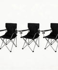 Set of three Quad Folding Camping Chair With Cup Holder Portable Beach Ready And Lawn Seat For Outdoor Sports Easy Setup Sturdy 225 Lb Capacity