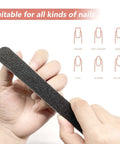Person holding Pro Grade Nail File And Buffer Block Kit with 100 to 180 grit double sided black pedicure file for smooth nails
