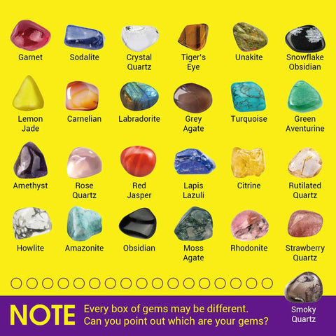 Awesome 25 Piece Rock and Mineral Kit for Kids Ages 6 to 12 STEM Geology Toy Set with Real Rocks Gemstones and Crystals for Hands On Science Discovery and Learning Perfect Starter Geology Kit for Classroom Home School Projects. 25 labeled gemstones