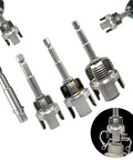 PVC Pipe Threader Kit With Internal And External Threaders One Half Inch Three Quarter Inch And One NPT Drill Bit Included