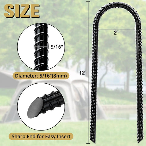 Image of Heavy Duty Trampoline Stakes 12 Inch U Shaped Ground Anchors showcasing size and details.