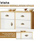 10 Pieces Brushed Nickel Cup Handles With Screws For Cabinets Drawers Dressers Cupboards And Kitchen Furniture Decoration In Antique Brass Finish installed on a dresser