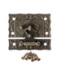 Old School Vintage Style Key Hasp Lock 55x47mm with screws, Brass Tone Chest Lock, Antique Brass Finish, Zinc Alloy