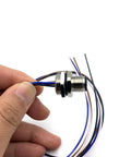 Close-up of a Five Pack M12 4 Pin A Code Male Connector Cable For IP67 Back Mount showing cable wires and aviation socket.