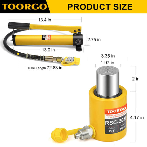 Built Like A Tank 20 Ton Hydraulic Ram Jack With Two Inch Stroke And Fast Self Retract Compact Alloy Steel Porta Power Tool Crews Swear Over For Frame Pulling And Garage Jobs Yellow Finish