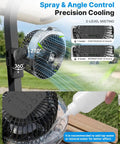 Golf Cart Misting Fan With 12000mAh Battery, Magnetic Mounts And Secure Strap, 4 Speeds, LED, Timer, in operation