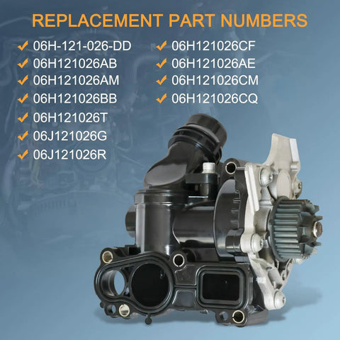 Complete Top Notch Thermostat And Water Pump Housing Assembly Compatible With Audi VW OEM Replacement