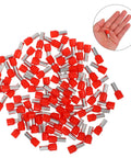 Huge 100 Pack Wire End Terminal Kit With Non Insulated Ferrule Connectors Made From Stainless Steel Plus Plastic To Stop Short Circuits And Boost Electrical Wiring Reliability For DIY Projects And Car Repairs, red ferrules