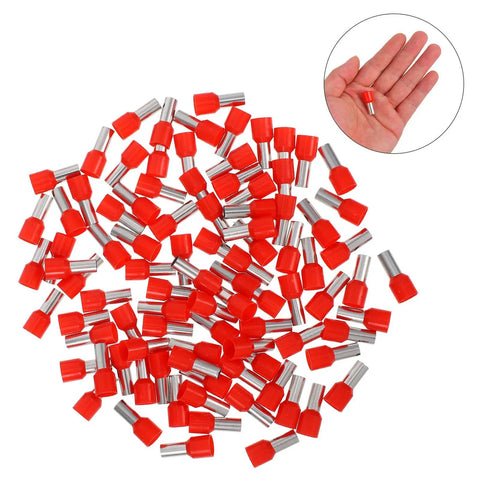 Huge 100 Pack Wire End Terminal Kit With Non Insulated Ferrule Connectors Made From Stainless Steel Plus Plastic To Stop Short Circuits And Boost Electrical Wiring Reliability For DIY Projects And Car Repairs, red ferrules