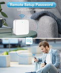 G2 WiFi Gateway For Smart Deadbolts, Remote Control Hub That Works With DD Lock App And TT Lock App shown on a table with user control.