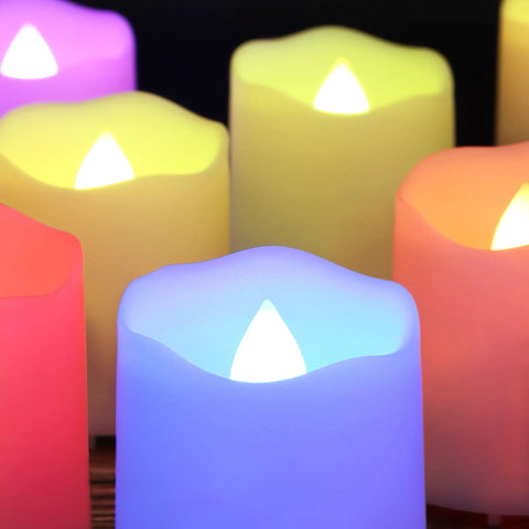 Rechargeable LED Color Changing Tea Lights With Remote USB Charging Flameless Votive Candles Warm White Flicker 12 Pack glowing