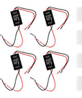 Universal 4 Pack Led Brake Light Strobe Controller With 12V 24V Flasher Module For Cars Trucks Motorcycles, featuring 4 compact modules with wires.