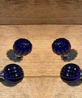 Blue Solid Crystal Pumpkin Drawer Knob Handle For Cabinets And Dressers One And Three Quarters Inches Wide Cast Iron Pull Set Of Twelve Must Have Decorative Cabinet Knobs