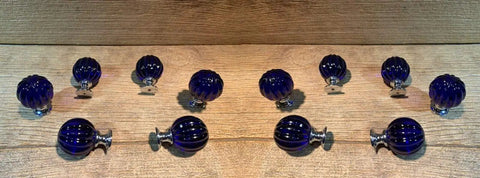Blue Solid Crystal Pumpkin Drawer Knob Handle For Cabinets And Dressers One And Three Quarters Inches Wide Cast Iron Pull Set Of Twelve Must Have Decorative Cabinet Knobs