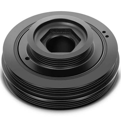 Engine Harmonic Balancer 594 225 For Honda Civic And Civic Del Sol close-up, black metal design suited for 1996 to 2000 models