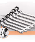 Ratchet Spanner Set Chrome Vanadium Steel Wrench Kit For Car Repair And Home Garage Hand Tool Set And Key Set Blue Finish Durable Chrome Spanners