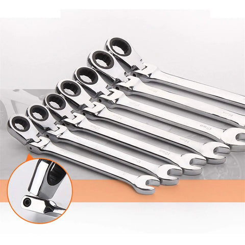Ratchet Spanner Set Chrome Vanadium Steel Wrench Kit For Car Repair And Home Garage Hand Tool Set And Key Set Blue Finish Durable Chrome Spanners