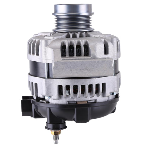 Front view of High Output 150A 12V Alternator With CW Rotation And 5 Groove Pulley For GM Cars; Easy Drop In Replacement Fit 2014-2019 Models