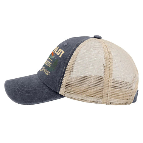 Funny RV Pilot Road Trip Camper Baseball Cap For Adventure Junkies Who Love Traveling, side view with mesh back