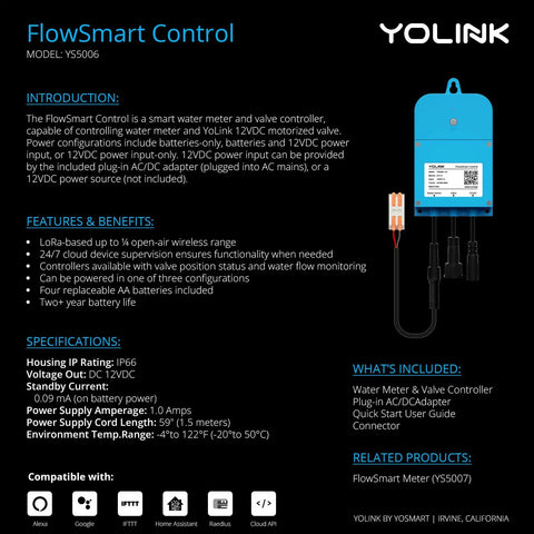 FlowSmart Controller YS5006 with specifications and features listed for the product.