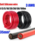 Badass 3 Awg Silicone Power Cable Heavy Duty Stranded Tinned Copper Wire Heat Resistant Red And Black flexible wire rolls and cross-section.