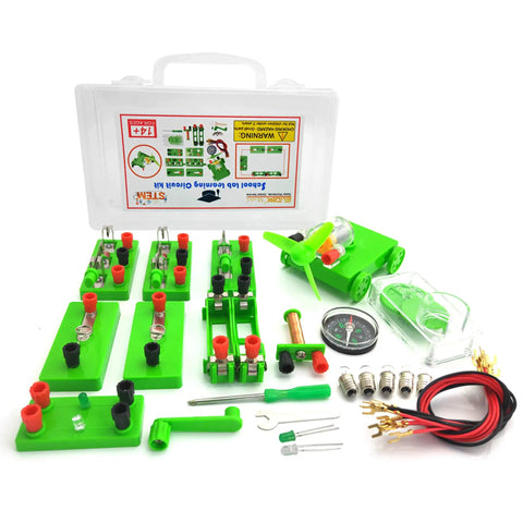 Electricity And Magnetism Lab Kit For Classroom Learning Hands On Circuit Building Set For Teachers And Junior High And Senior High School Students Upgraded Edition with green circuit boards, components, and storage case