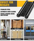 Double Action Spring Hinges For Double Swing Doors, Saloon And Cafe Pub Doors, 6 Inch 201 Stainless Steel Hinges, Black Finish shown in use