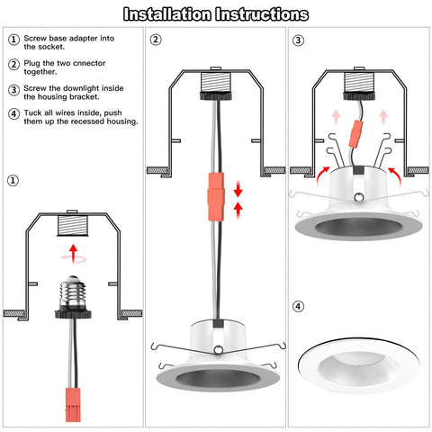 Installation guide for Smart 3 Inch LED Recessed Downlight Kit 6 Pack With Lit RGBCW Color Changing And Tunable White 2700K To 6500K