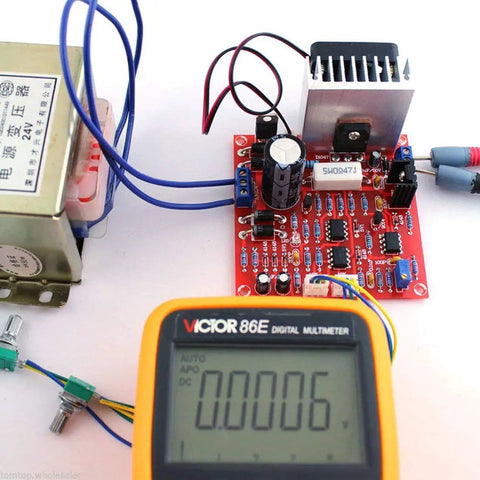 0-30V Adjustable DC Regulated Power Supply DIY Kit With Overload And Short Circuit Protection, wiring and multimeter display