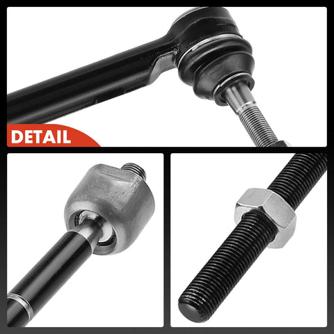 Front Inner And Outer Tie Rod End Kit For Jeep Compass 2007-2017, Patriot 2007-2017, And Dodge Caliber 2007-2012 - Tighten Up Steering, Eliminate Shake, Fix Uneven Tire Wear, Durable Replacement For Worn Suspension Components detail of black steel tie rod ends and boot