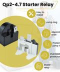 QP2-4r7 Refrigerator Starter Relay and Overload Protector Kit with components labeled, for mini fridge upgrade efficiency.
