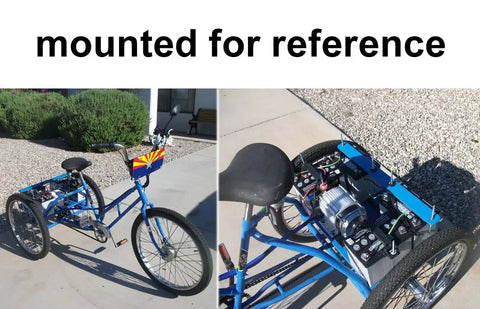 Rev Up Your Street Game With This Rock Solid 48V 750W Brushless Motor Kit mounted on a blue trike with batteries.